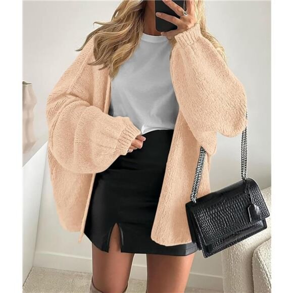 Womens Oversized Cardigan Sweaters Apricot - Picture 2 of 6